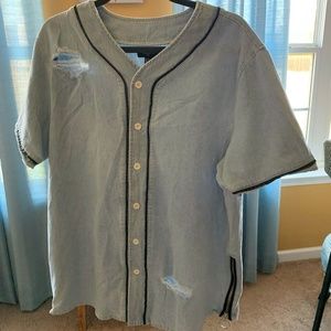 Forever21 Mens Denim Jersey Style Button Up